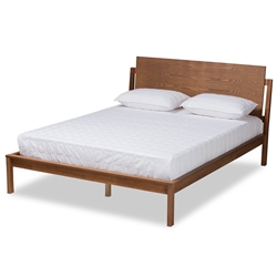 Baxton Studio Giuseppe Modern and Contemporary Walnut Brown Finished Queen Size Platform Bed